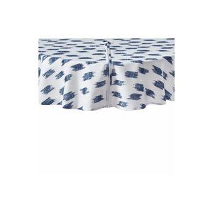 Everhome™ Ikat Stripe 70-Inch Round Tablecloth in White/Blue with Umbrella Hole
